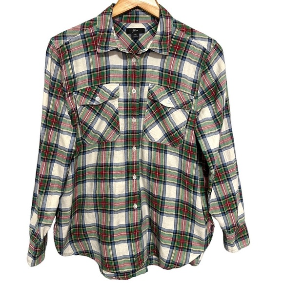 J. Crew Shirt Women's 12P Petite Stewart Tartan Plaid Button Down Long Sleeve - Picture 1 of 7